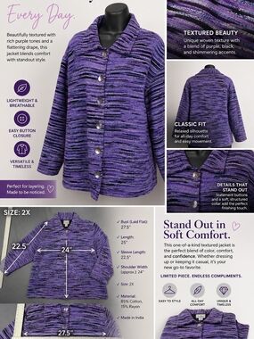 TanZara Women's Textured Jacket – Size 2X